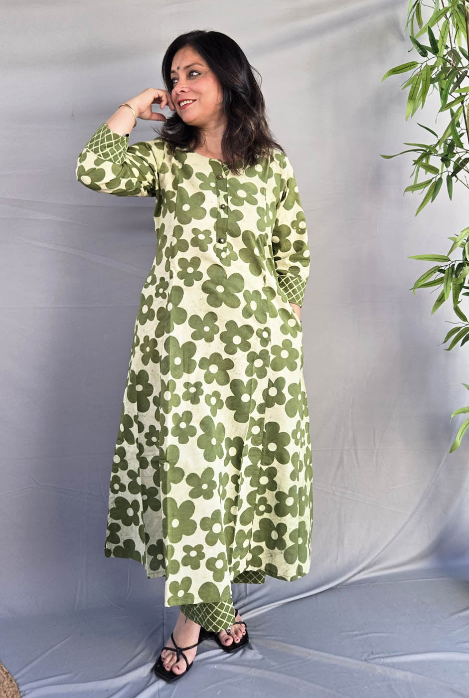 Vana Phool Green Dabu Block Printed Co-Ord Set