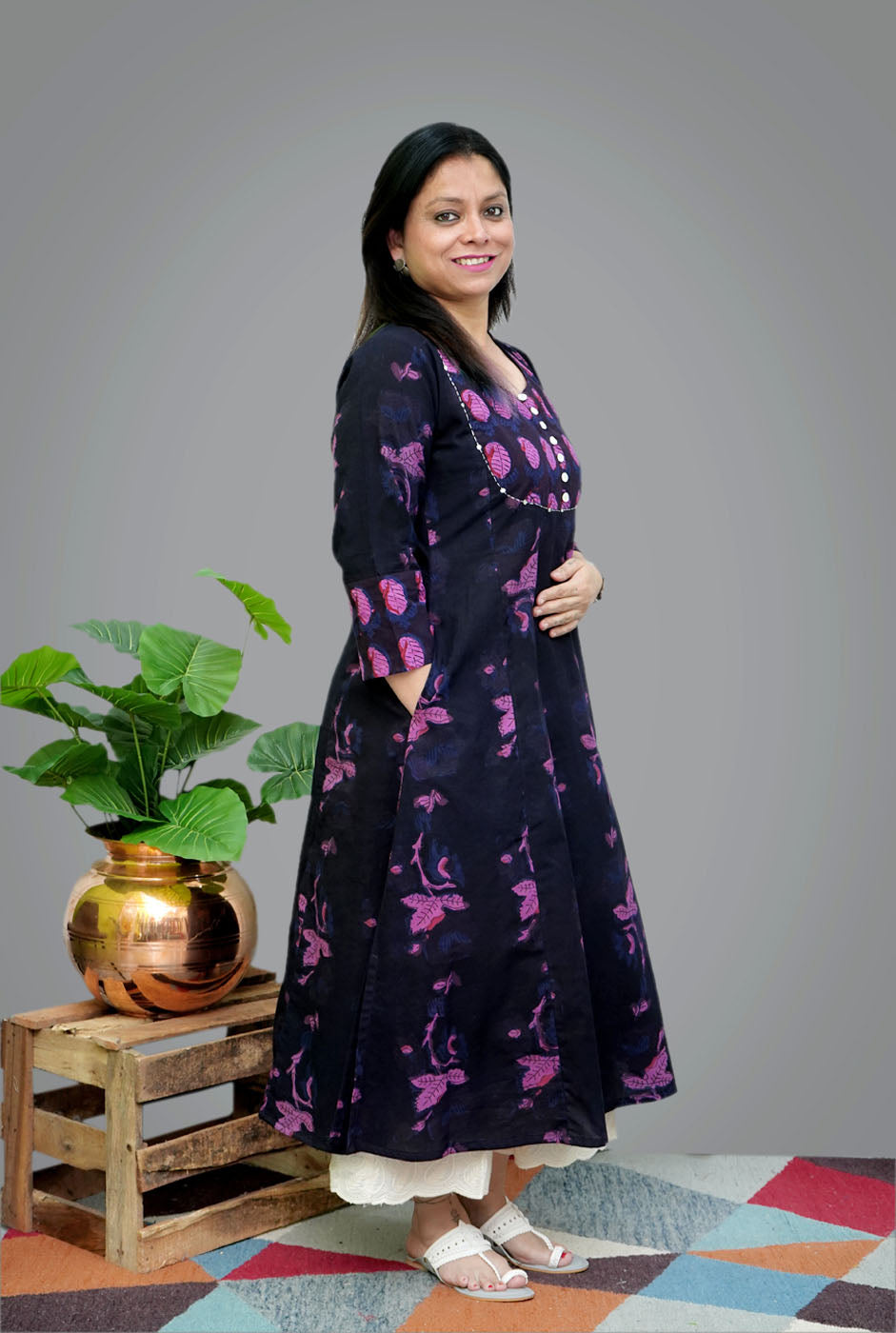 Dabu Ajrakh Kurta With Handwork A