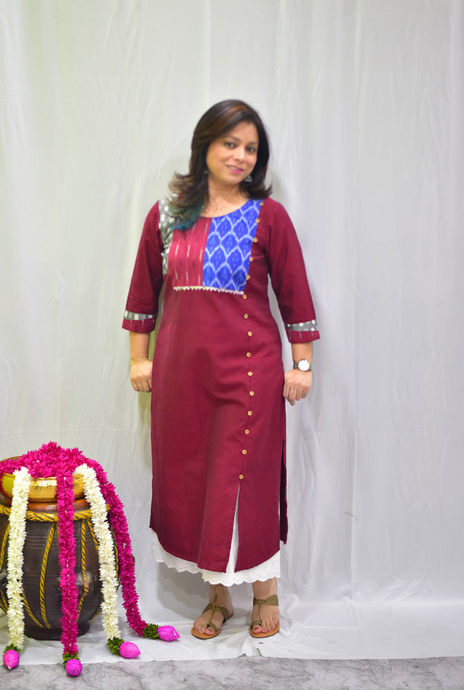 Straight Cut kurti With Yoke (A)
