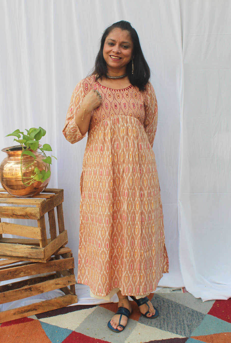 Exclusive Ikat Kurti With Yoke