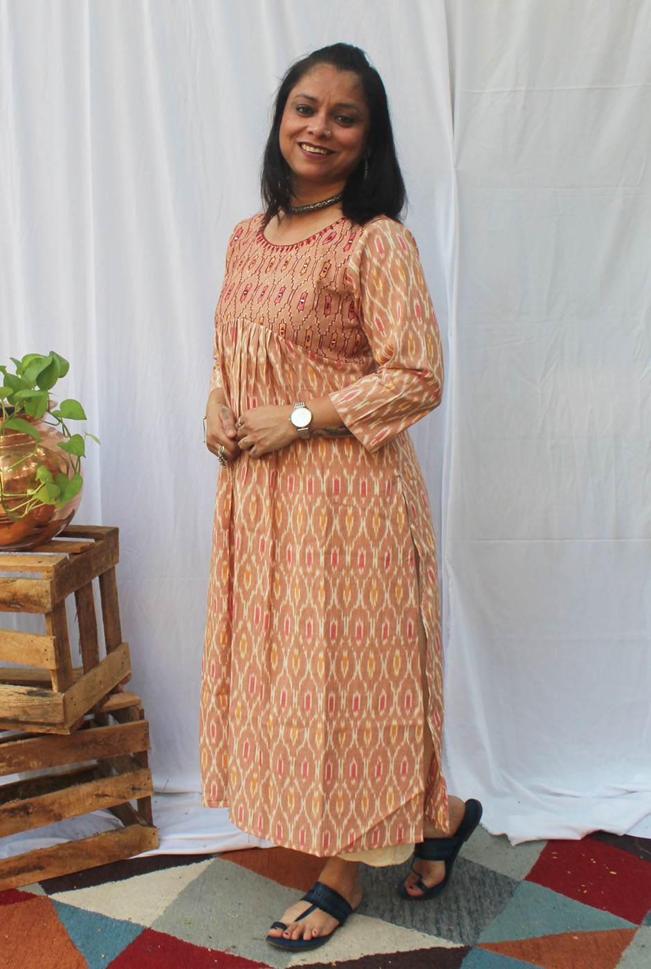 Exclusive Ikat Kurti With Yoke