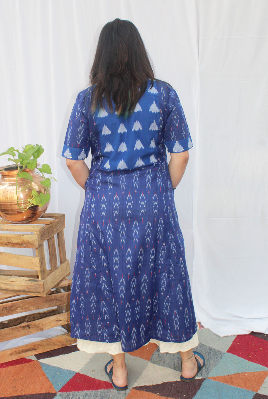 A-line Exclusive Ikat dress with Yoke
