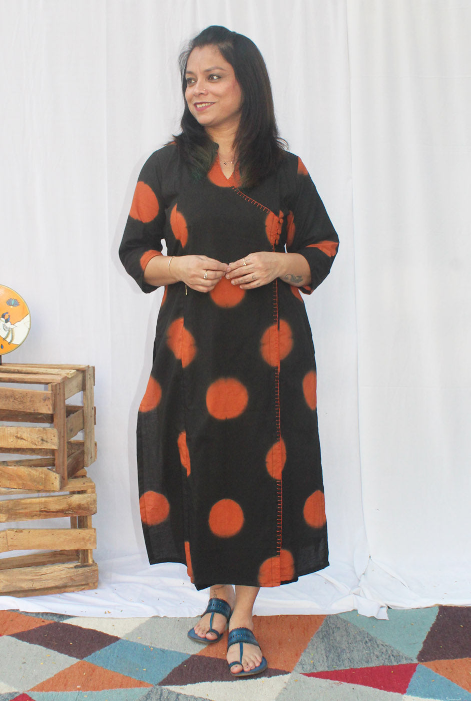 Cotton Clamp Angarakha Black Kurti B