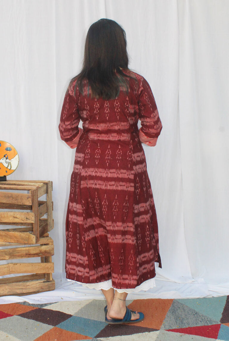 A-line Exclusive Ikat Red Kurti