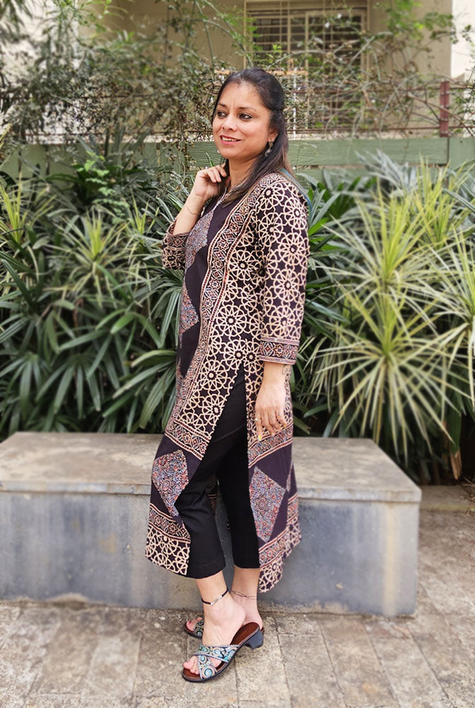 Straight Cut Designer Ajrakh Kurti (G)