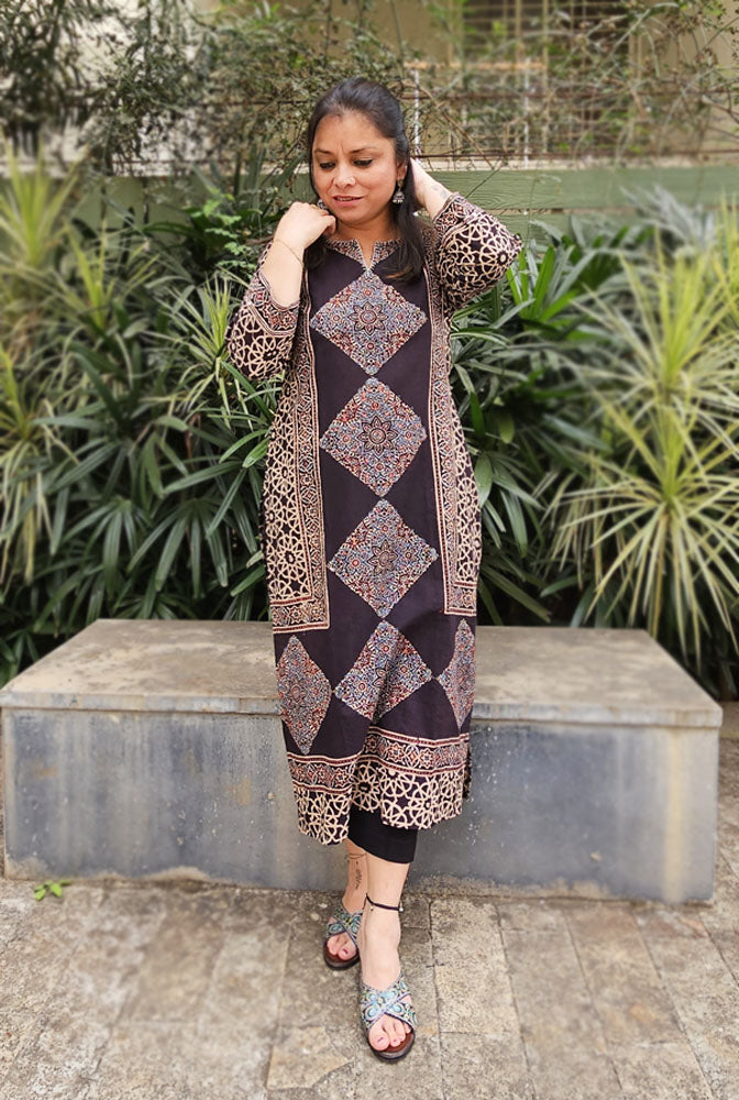 Straight Cut Designer Ajrakh Kurti (G)
