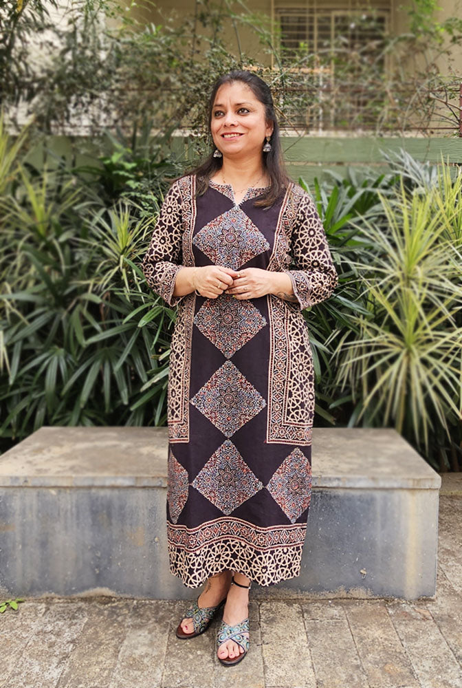 Straight Cut Designer Ajrakh Kurti (G)