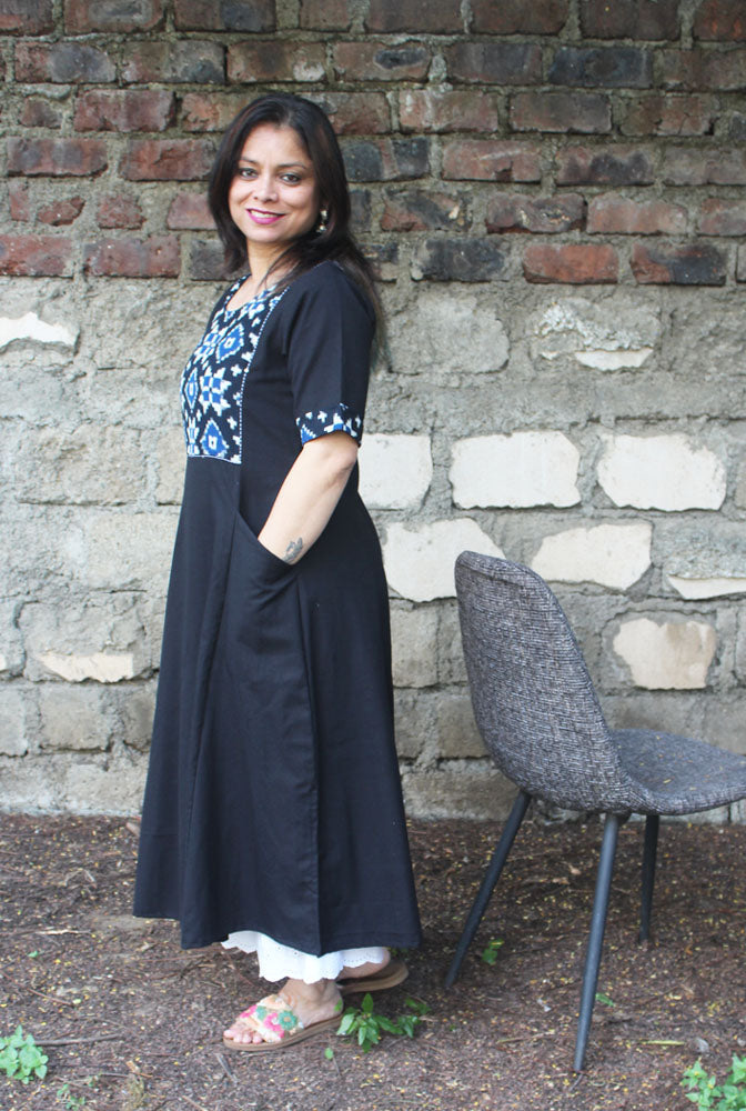 Slub cotton A line Kalidar kurta (C)