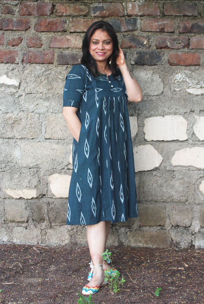 A-line Ikat Dress With Lining