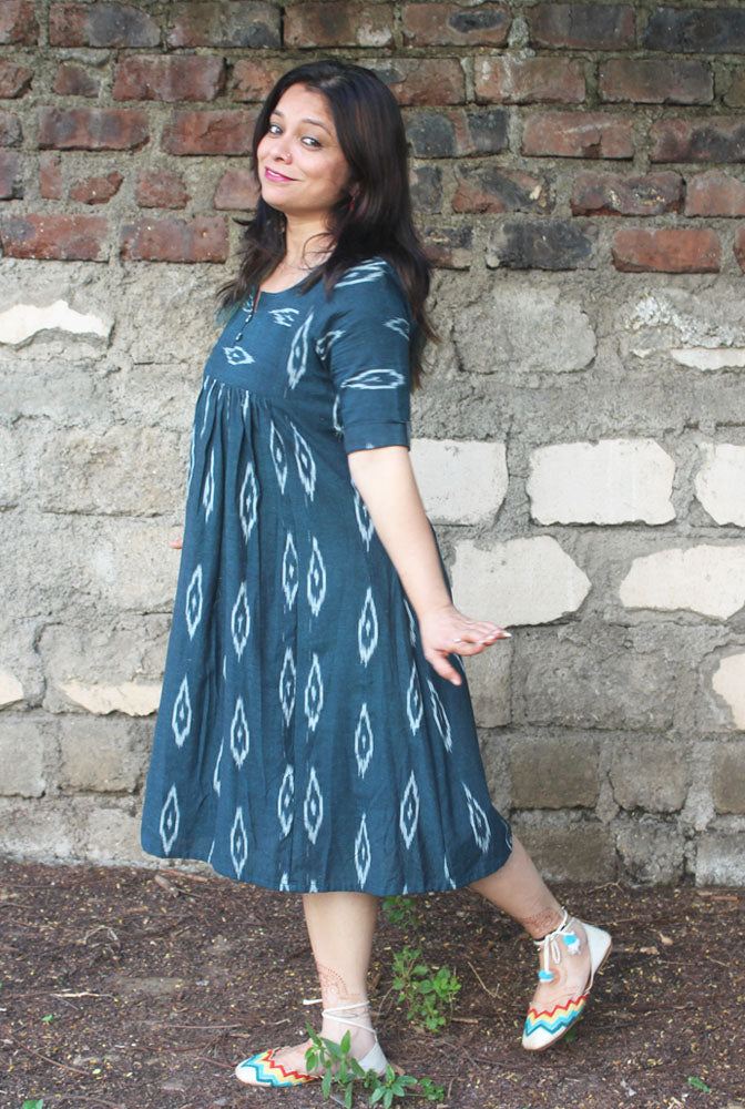 A-line Ikat Dress With Lining