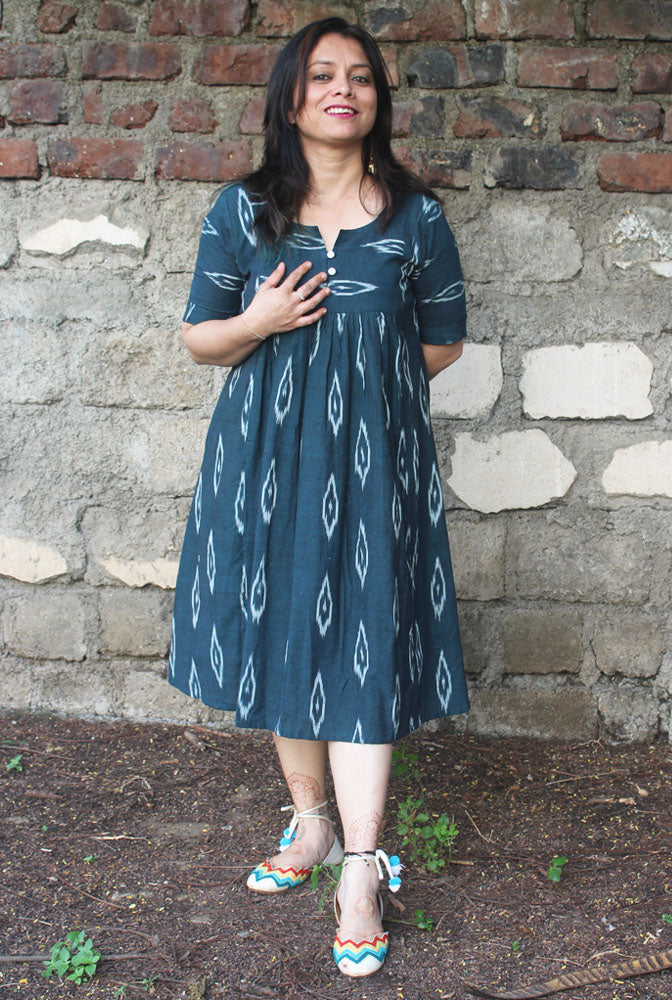 A-line Ikat Dress With Lining