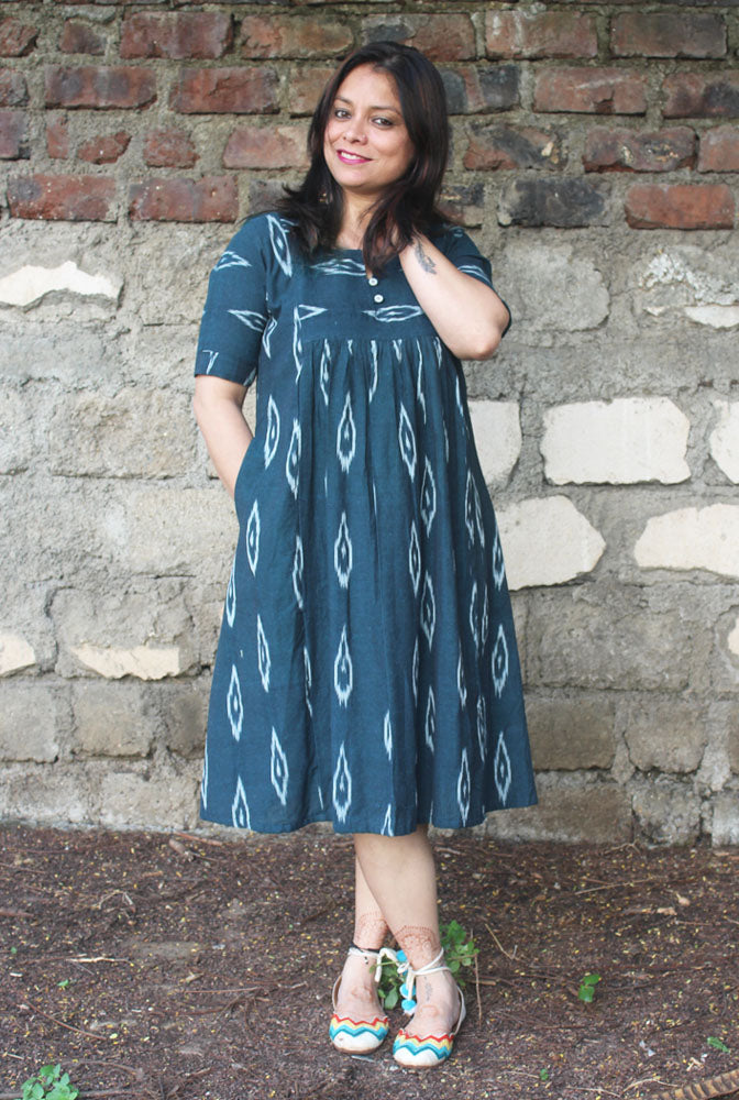 A-line Ikat Dress With Lining