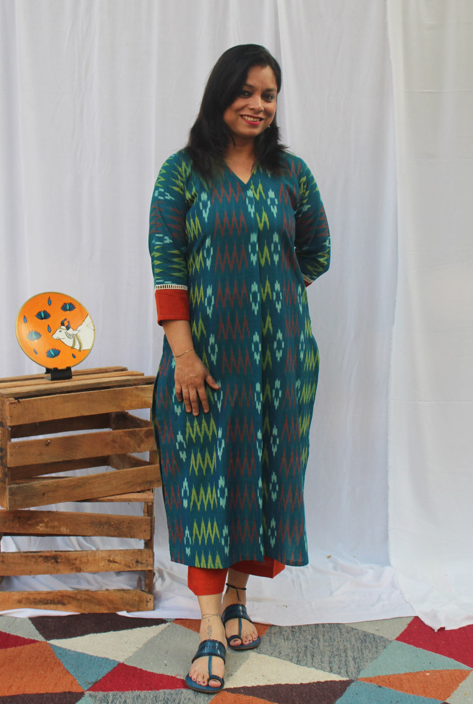 Exclusive Ikat Kurti With Pleat Detailing