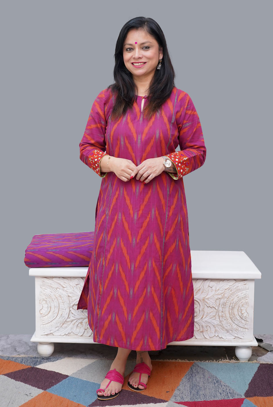 Exclusive Ikat Kurti With Beautiful Embroidery (dispatch will be in 7 working days)