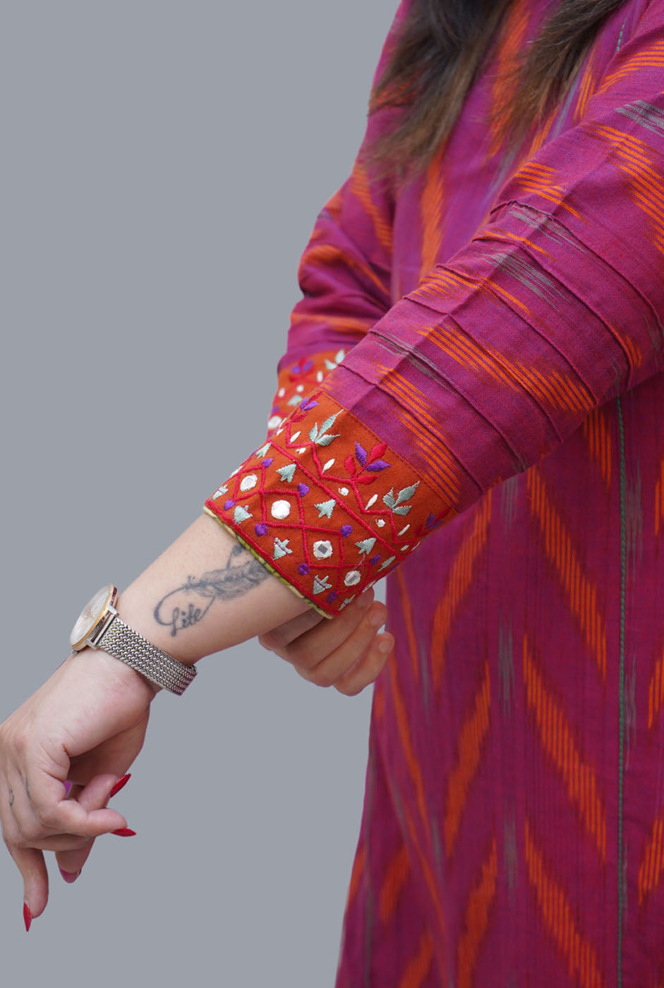 Exclusive Ikat Kurti With Beautiful Embroidery (dispatch will be in 7 working days)