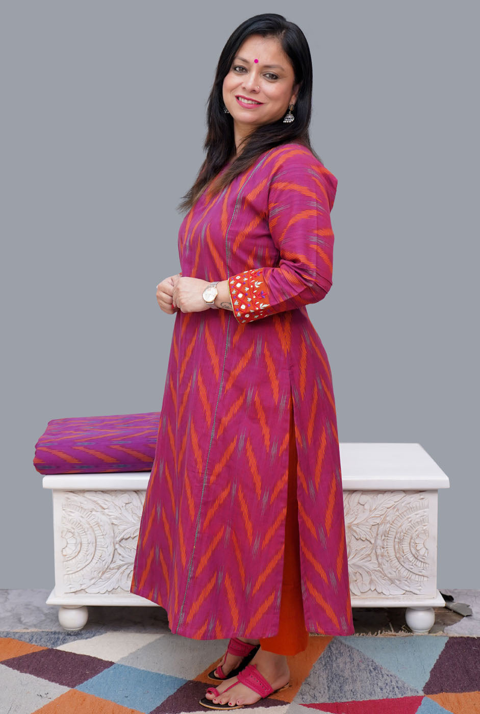 Exclusive Ikat Kurti With Beautiful Embroidery (dispatch will be in 7 working days)