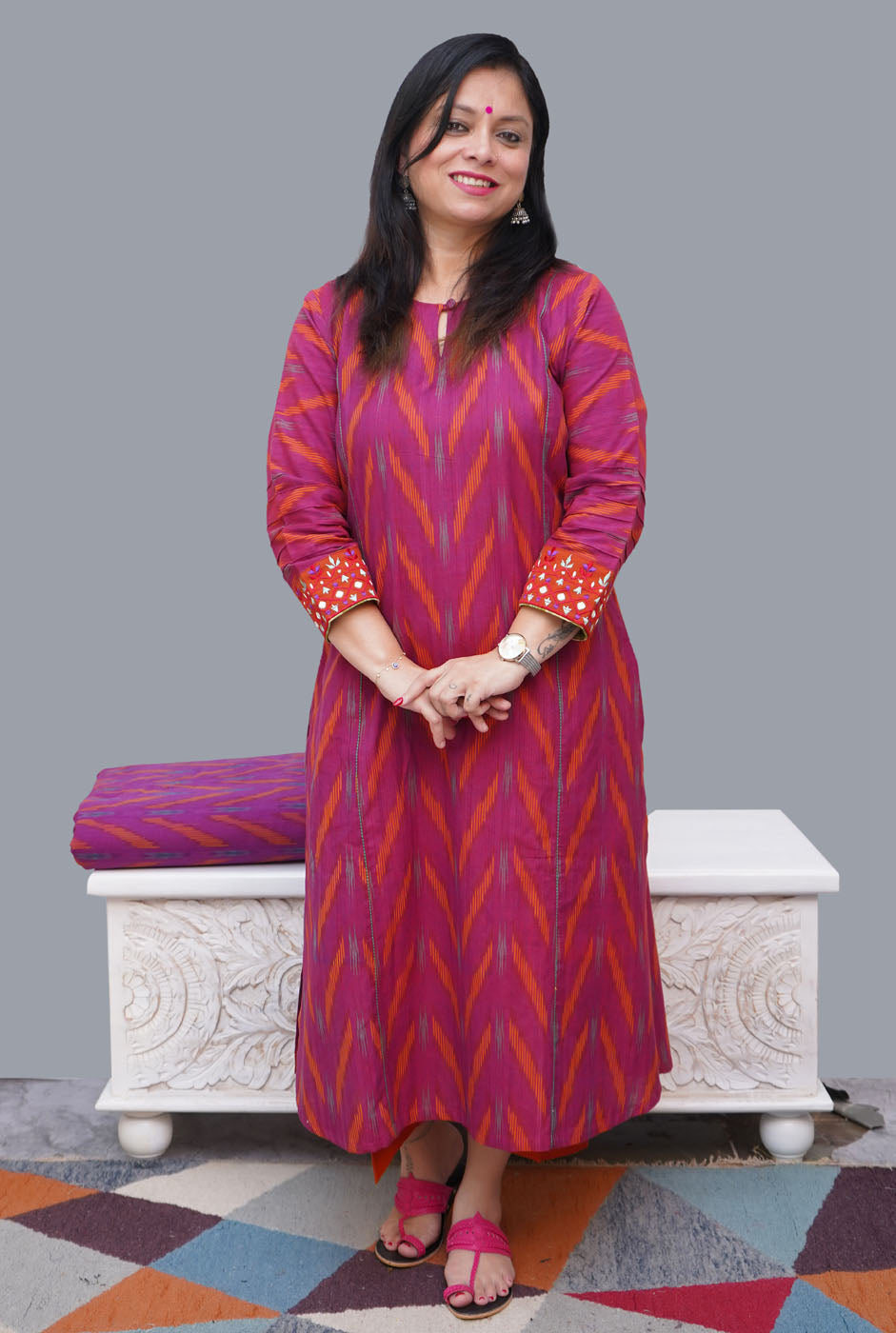 Exclusive Ikat Kurti With Beautiful Embroidery (dispatch will be in 7 working days)