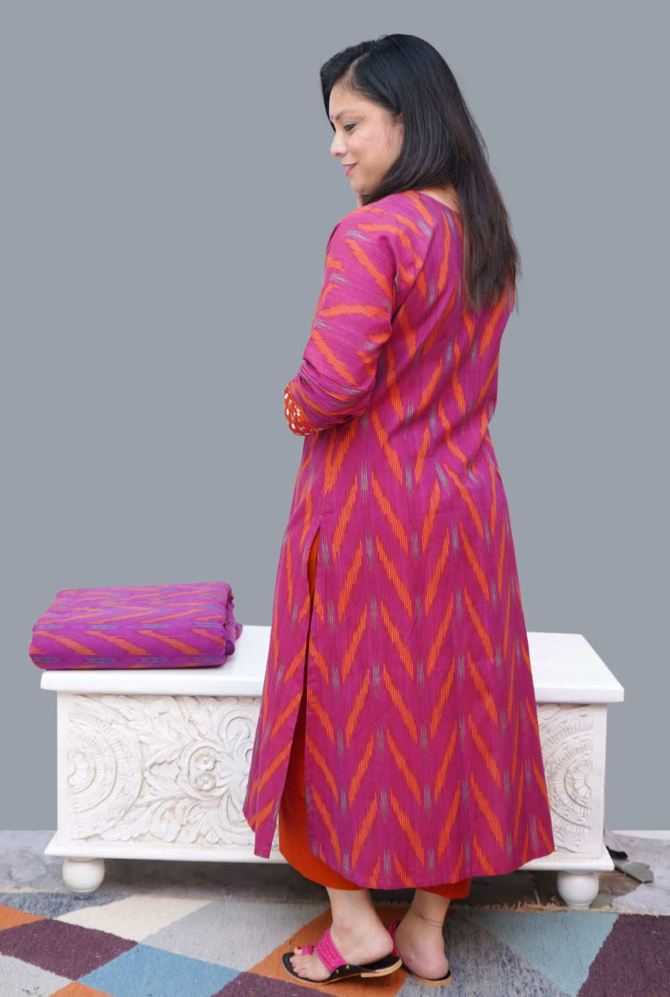 Exclusive Ikat Kurti With Beautiful Embroidery (dispatch will be in 7 working days)