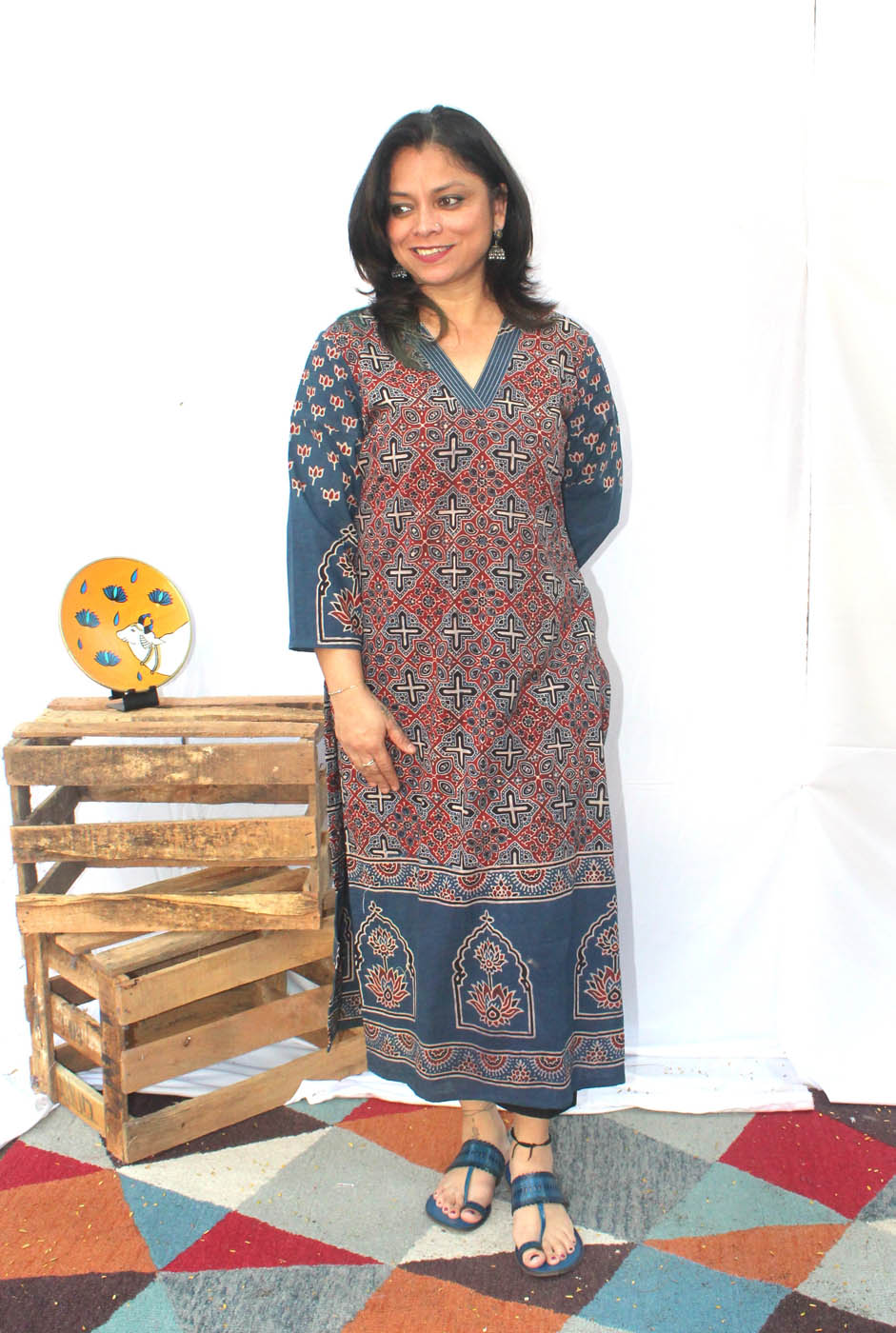 Straight Cut Designer Ajrakh Kurti (I)