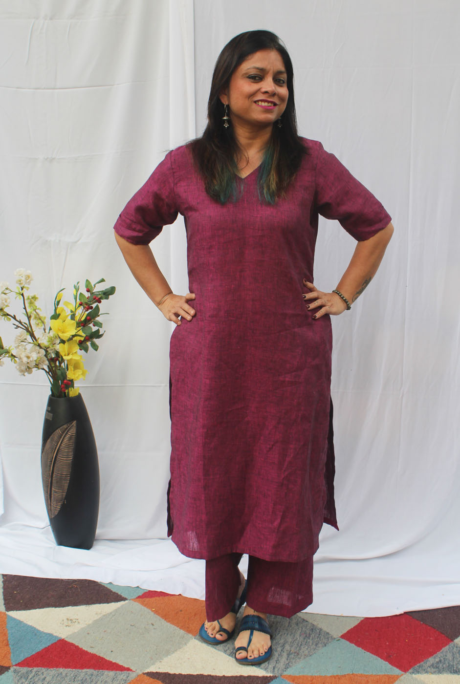 Magenta Color Linen Co-Ord Set