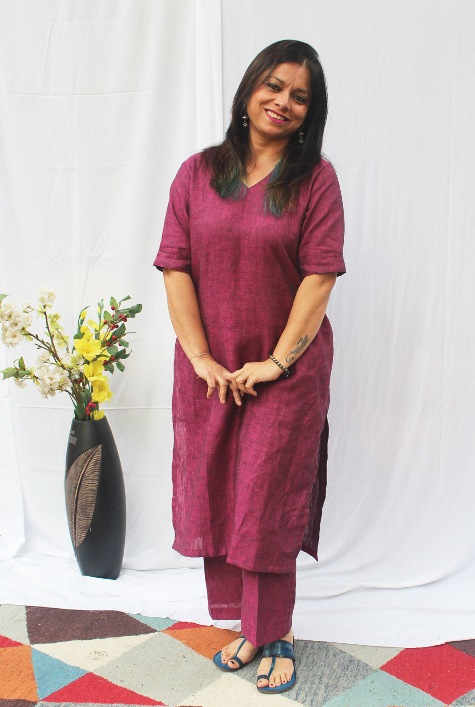 Magenta Color Linen Co-Ord Set