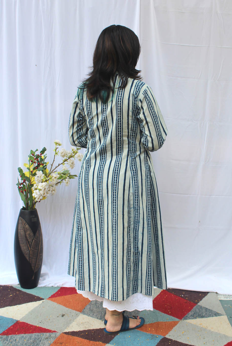 A-line Hand block cotton Angarakha Kurti