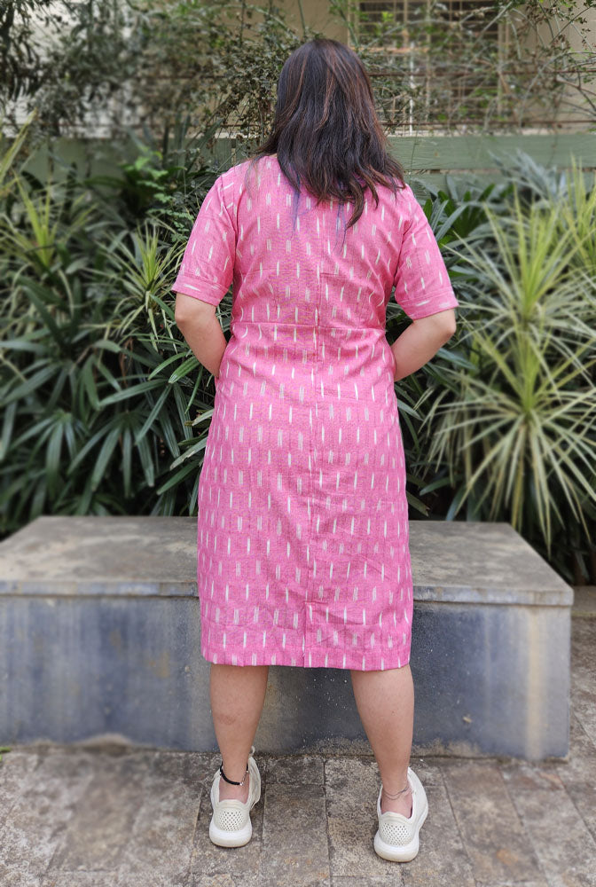 Cotton Ikat Swift Dress With Lining