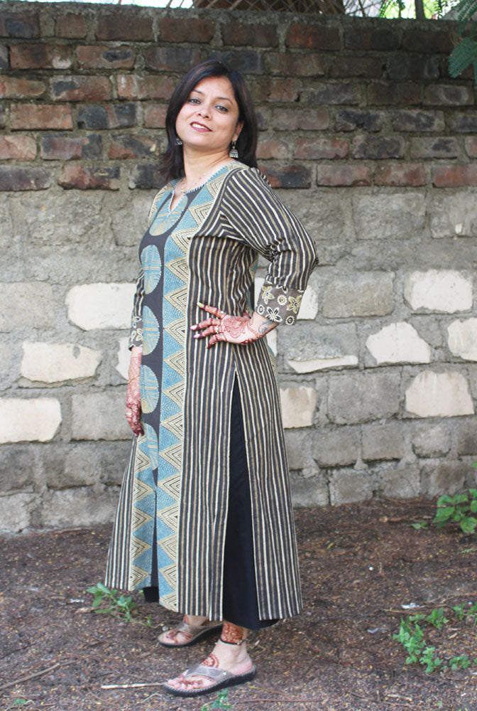 Straight cut designer Ajrakh Kurti