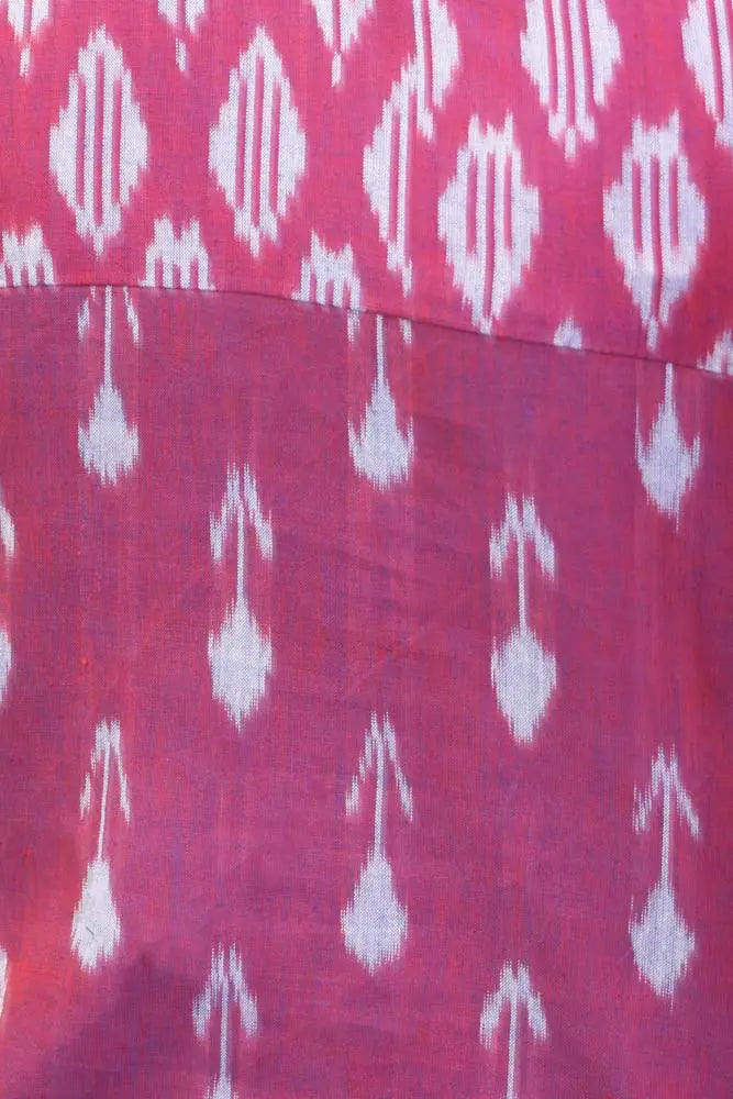 Handloom Maroon Kurti With Exclusive Ikat Panel