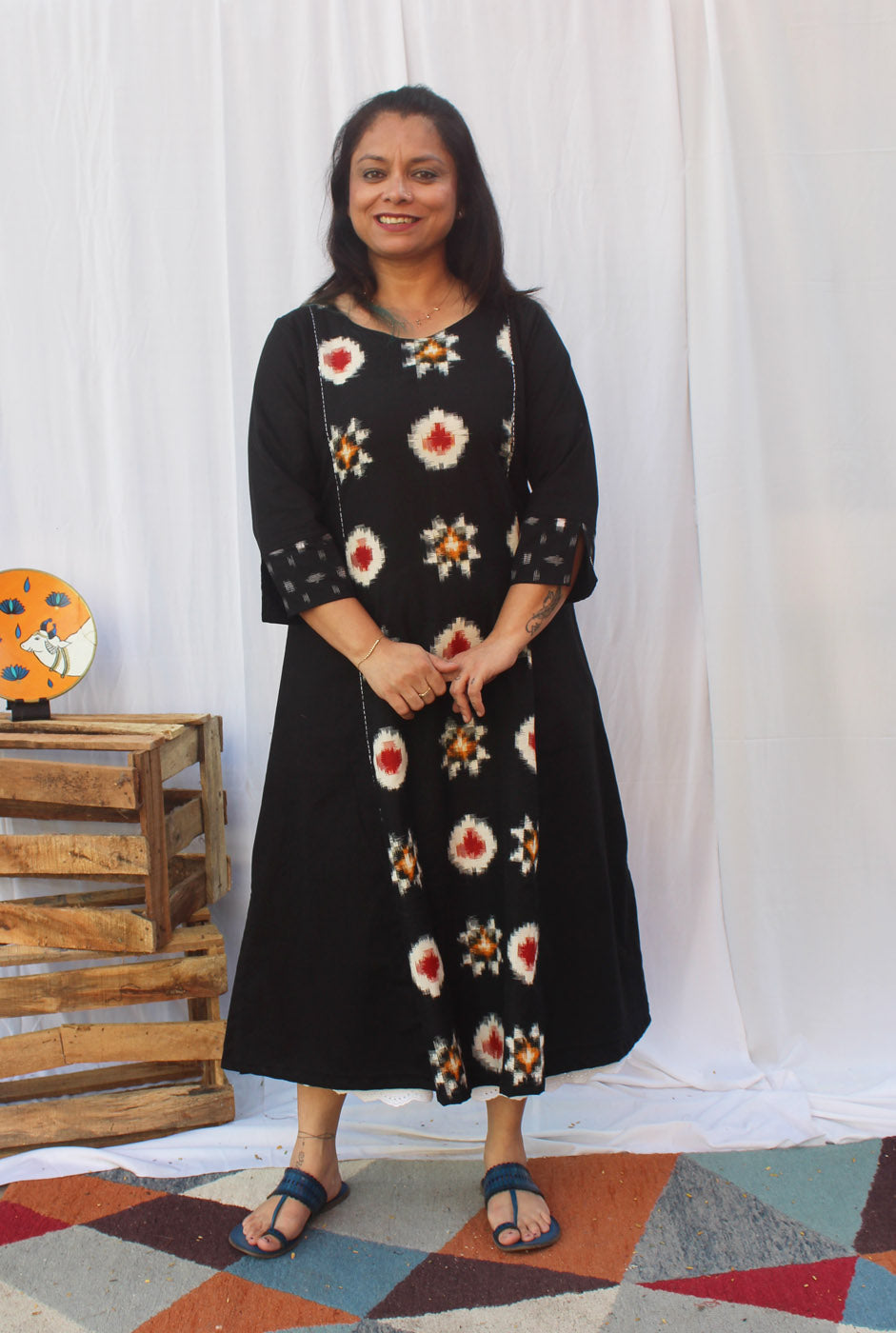 Black Ikat Dress Come Kurti