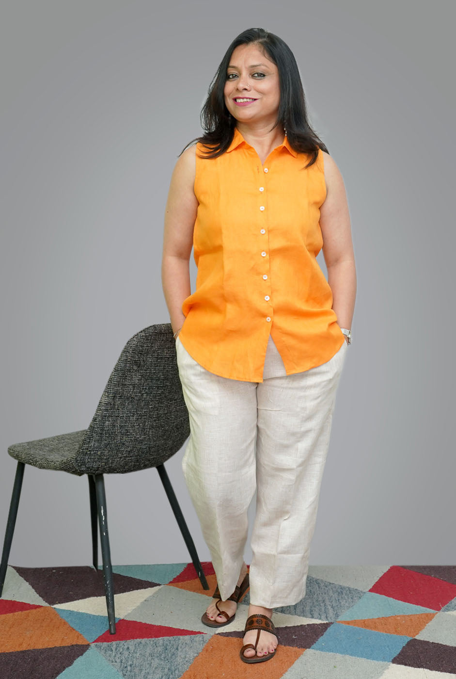 Light Orange Linen Shirt