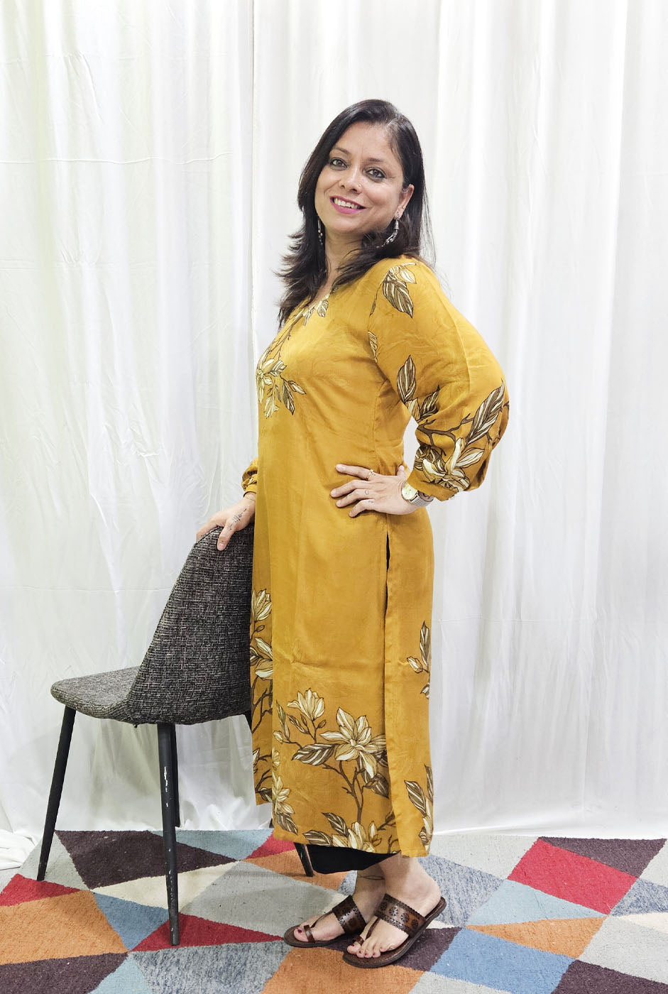 Mustard color Muslin Kurti