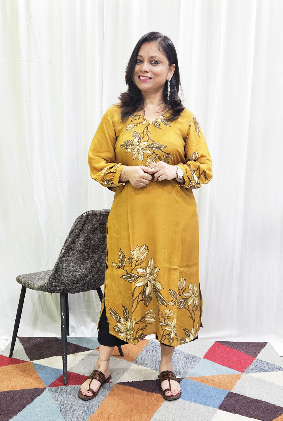 Mustard color Muslin Kurti