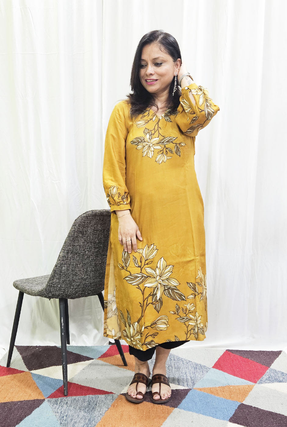 Mustard color Muslin Kurti