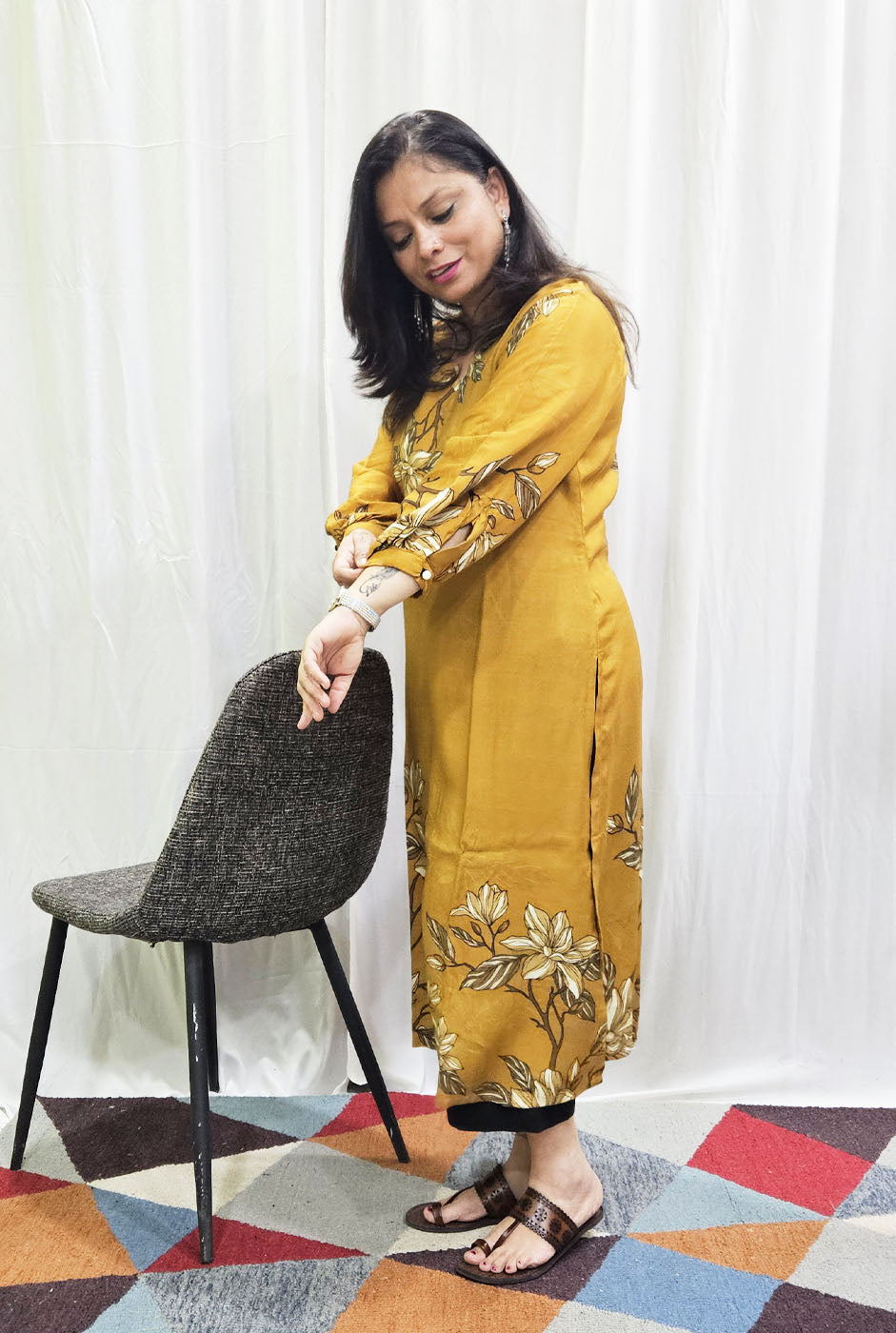 Mustard color Muslin Kurti