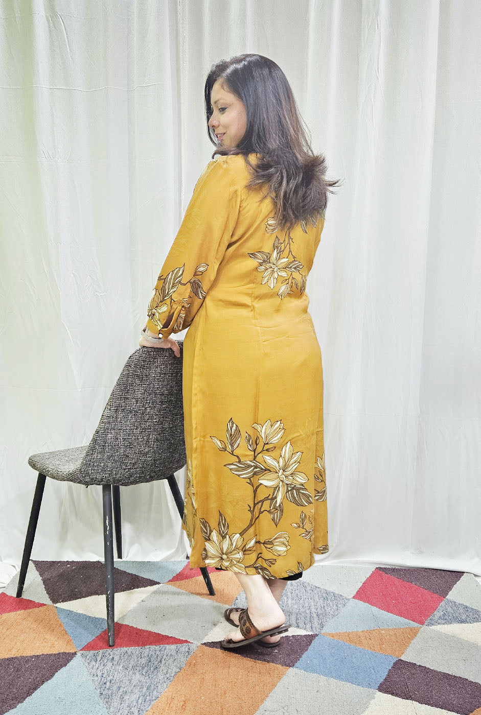 Mustard color Muslin Kurti