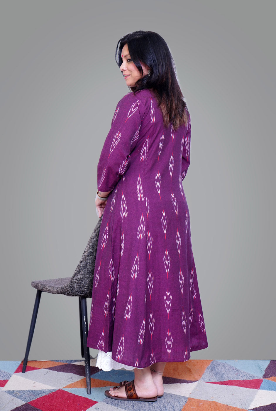 A-Line Exclusive Ikat Purple Kurti 1