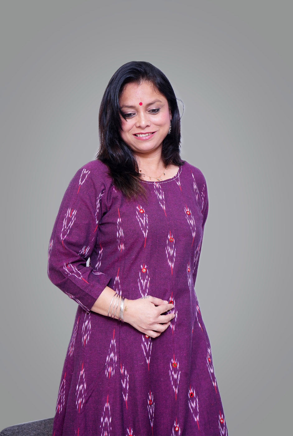 A-Line Exclusive Ikat Purple Kurti 1