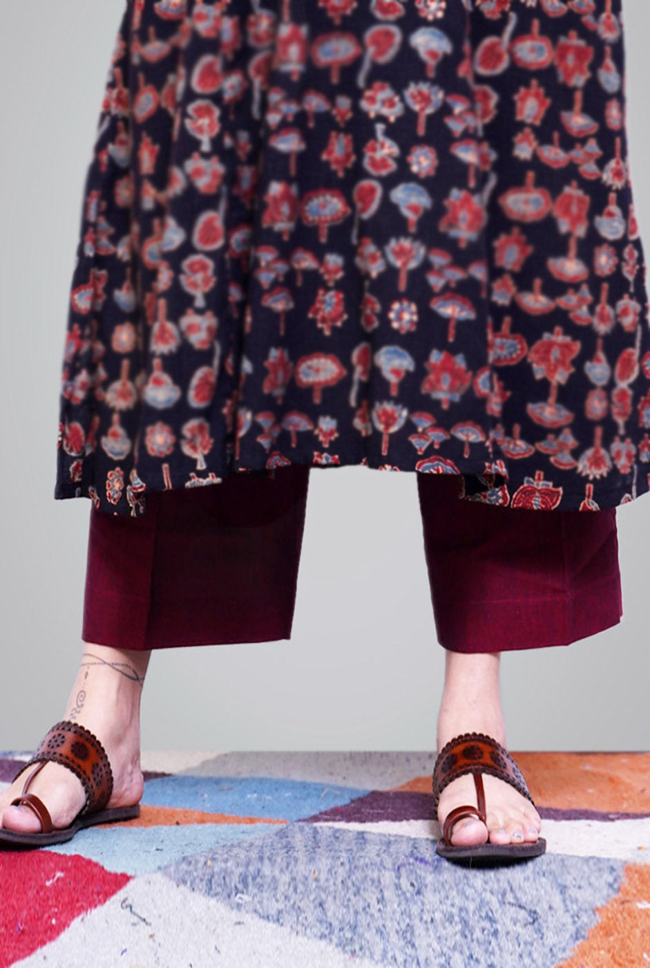 Handloom Cotton Maroon Pant