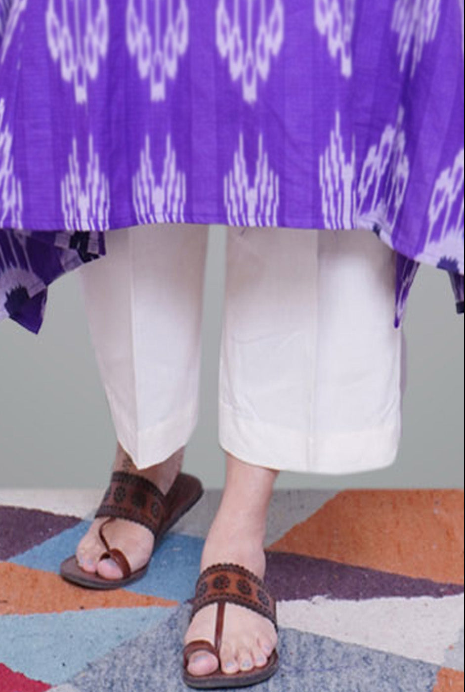 Handloom Cotton white Pant with Mull lining