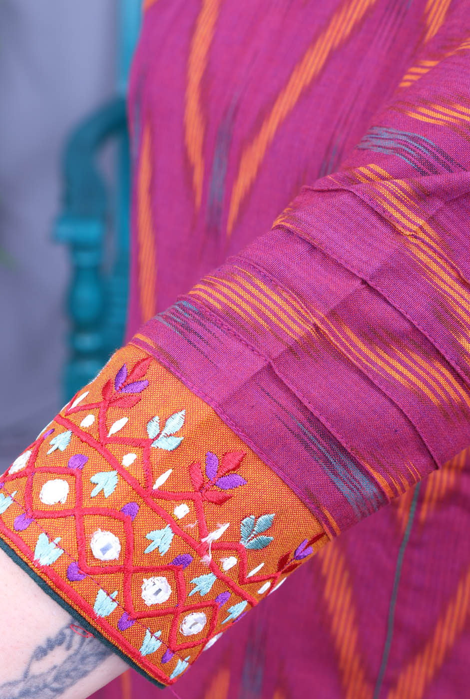 Itkari Exclusive Ikat Handloom Kurta with Hand Embroidery