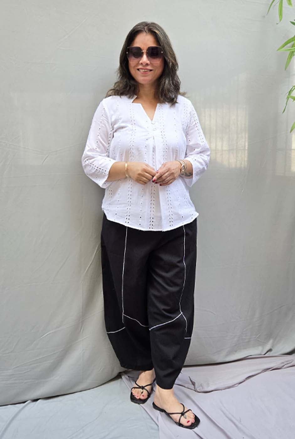 Chikankari – White Cotton Top with Lining