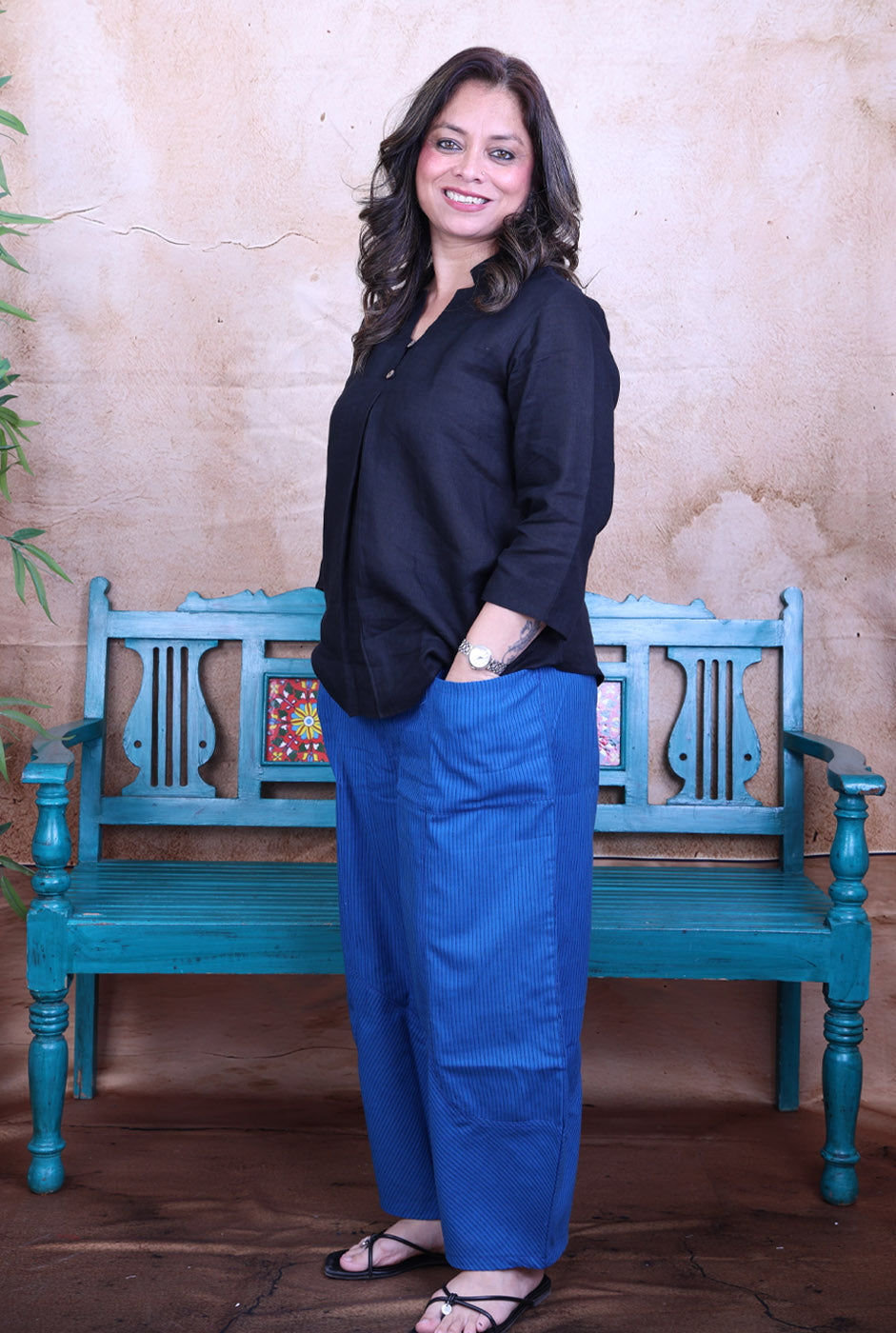 Aflatoon – Blue Comfort Fit Pants Blue
