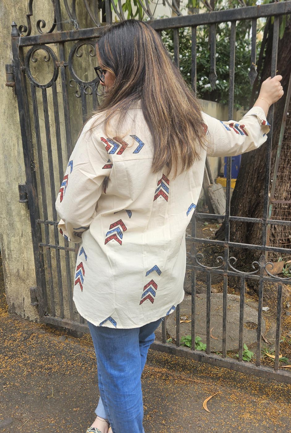 Arrow Block Handloom Cotton Ajrakh Shirt