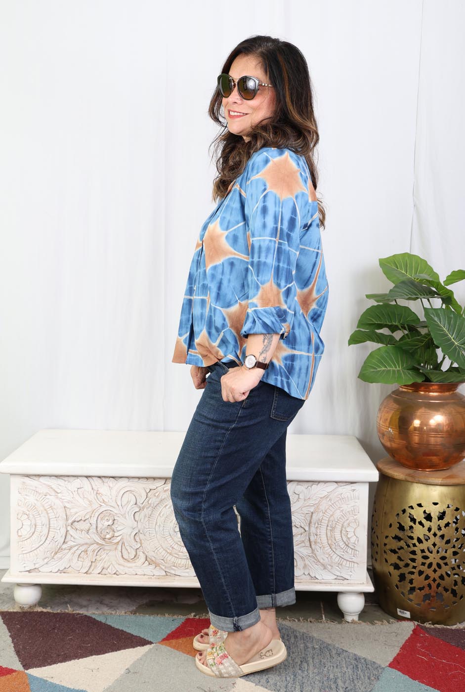 Blue Clamp Dyed Cotton Shirt