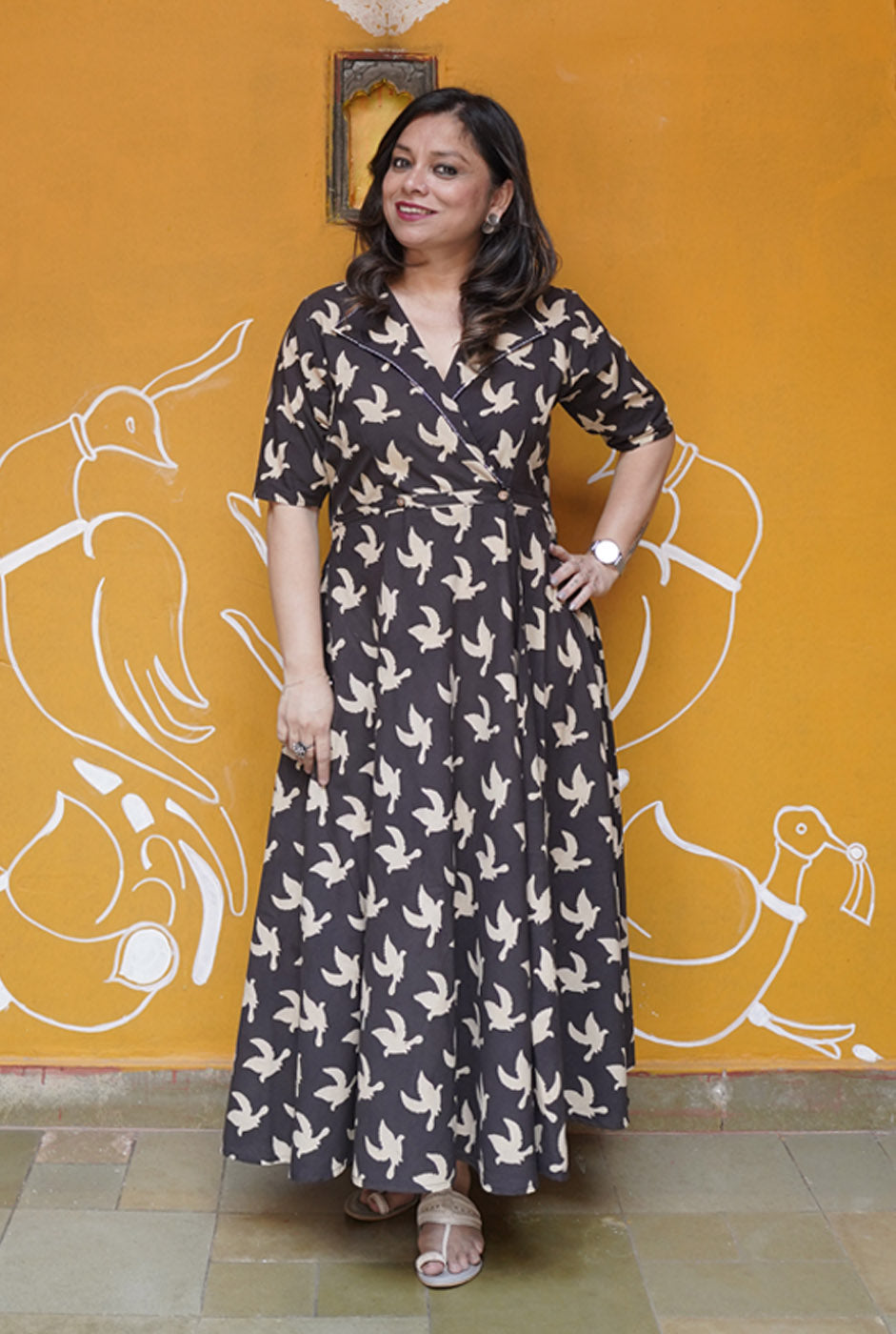 Alahi Black Ajrakh Wrap Around Dress