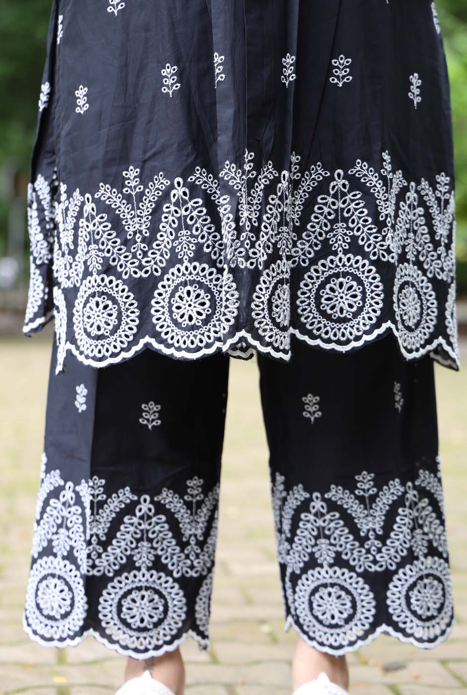 Black Schiffli Co-ord Set – Made to Order