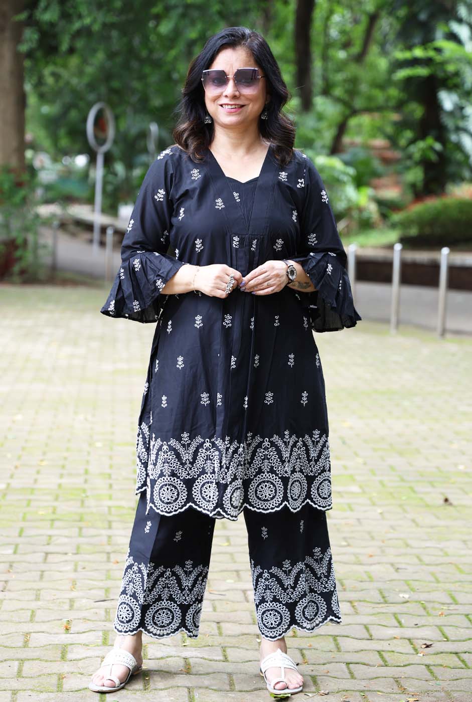 Black Schiffli Co-ord Set – Made to Order