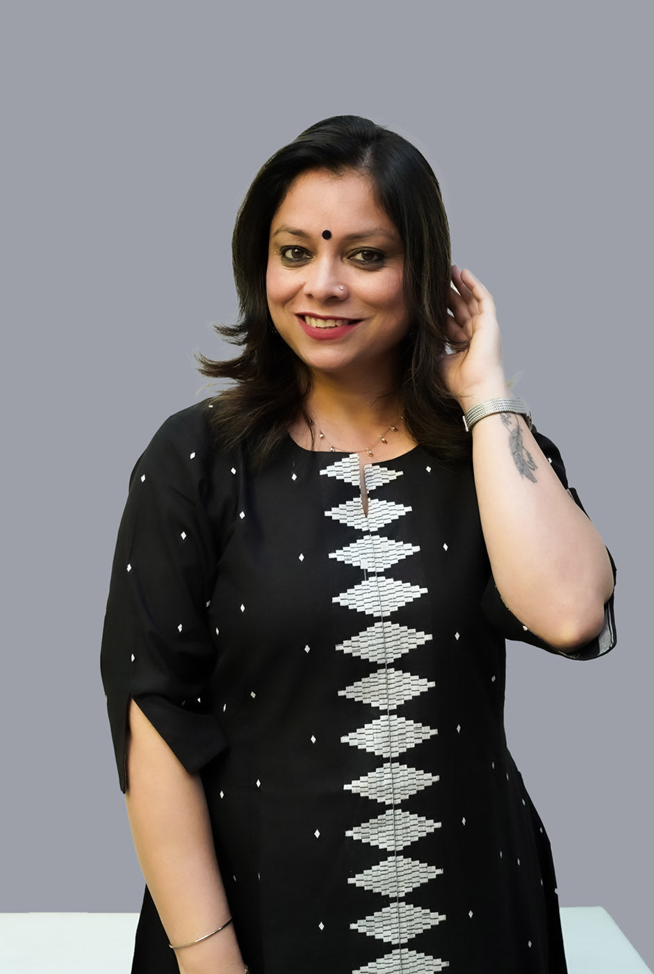 Nazakat Handloom Cotton Black Kurti Pant Set