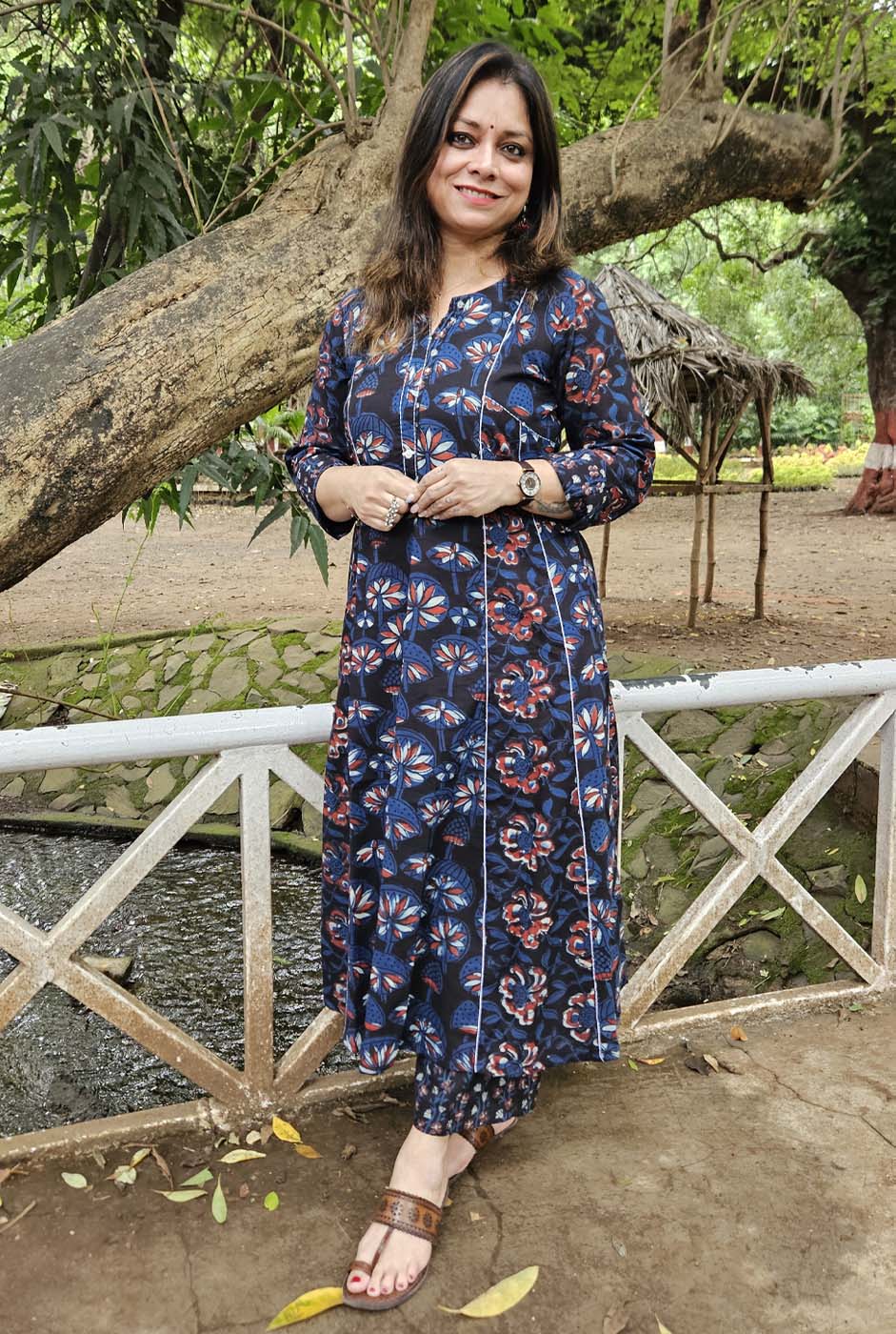 Blue A-Line Kalidar Kurta with Elegant Embroidery